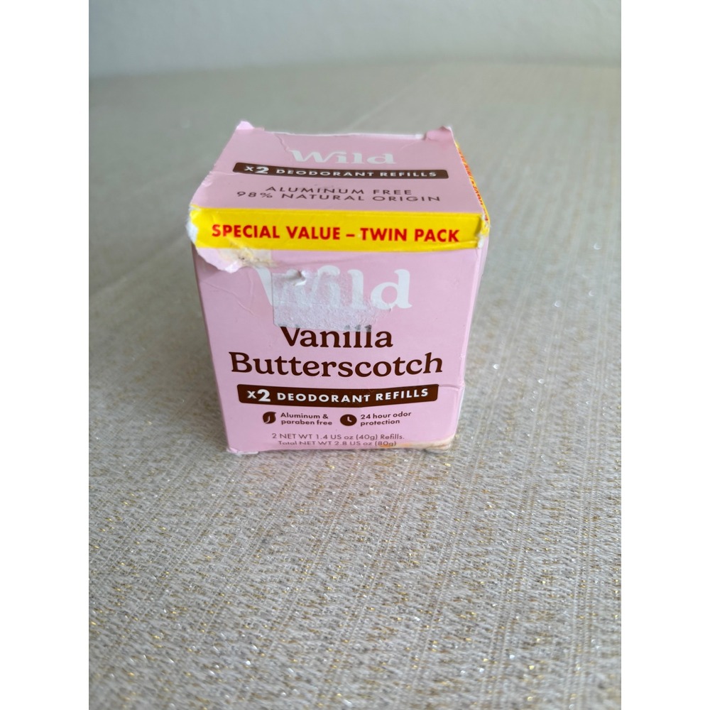 Wild Deodorant Refills 2.8oz Vanilla Butterscotch New Twin Pack Aluminum Free